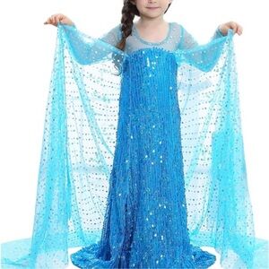 Blue Sequin Princess Costume Dress for Kids